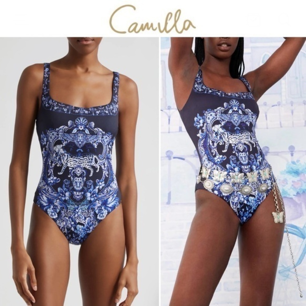 Camilla Delft Dynasty Crystal Underwire Square-Neck One-Piece Swimsuit M 389$